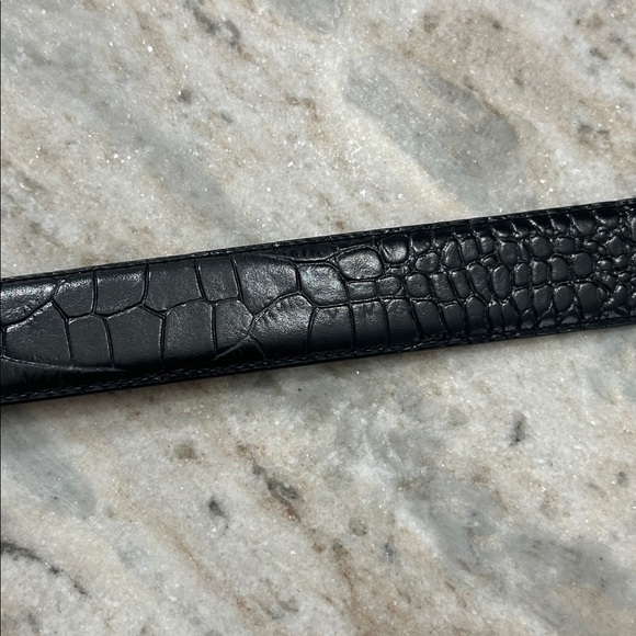 Polo Ralph Lauren Mens Belt Faux Crocodile Alligator Italian Leather Black Sz36 - Picture 10 of 12
